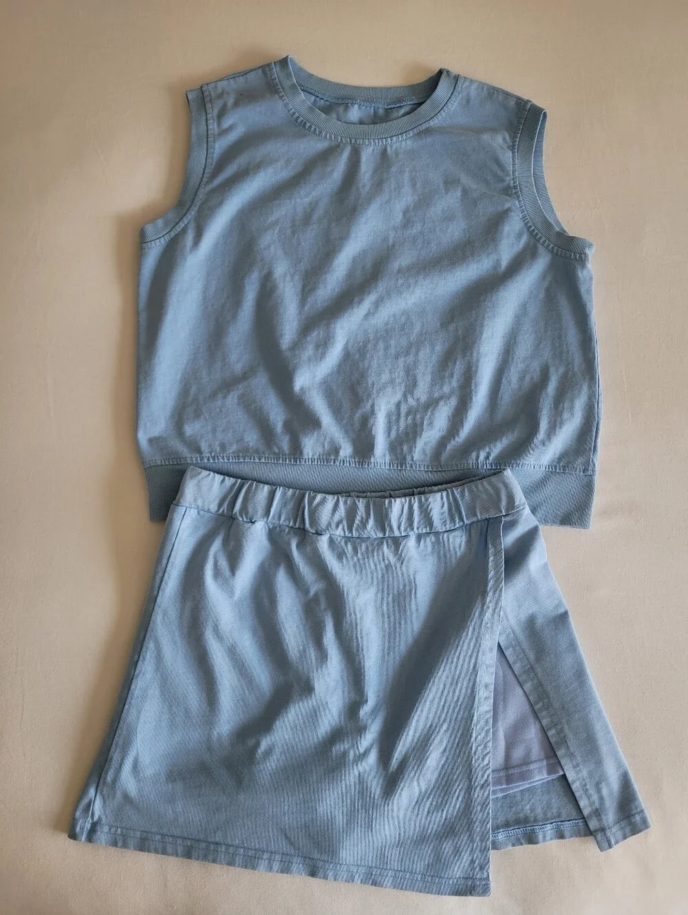 Light Blue Sleeveless Top & Skort Set